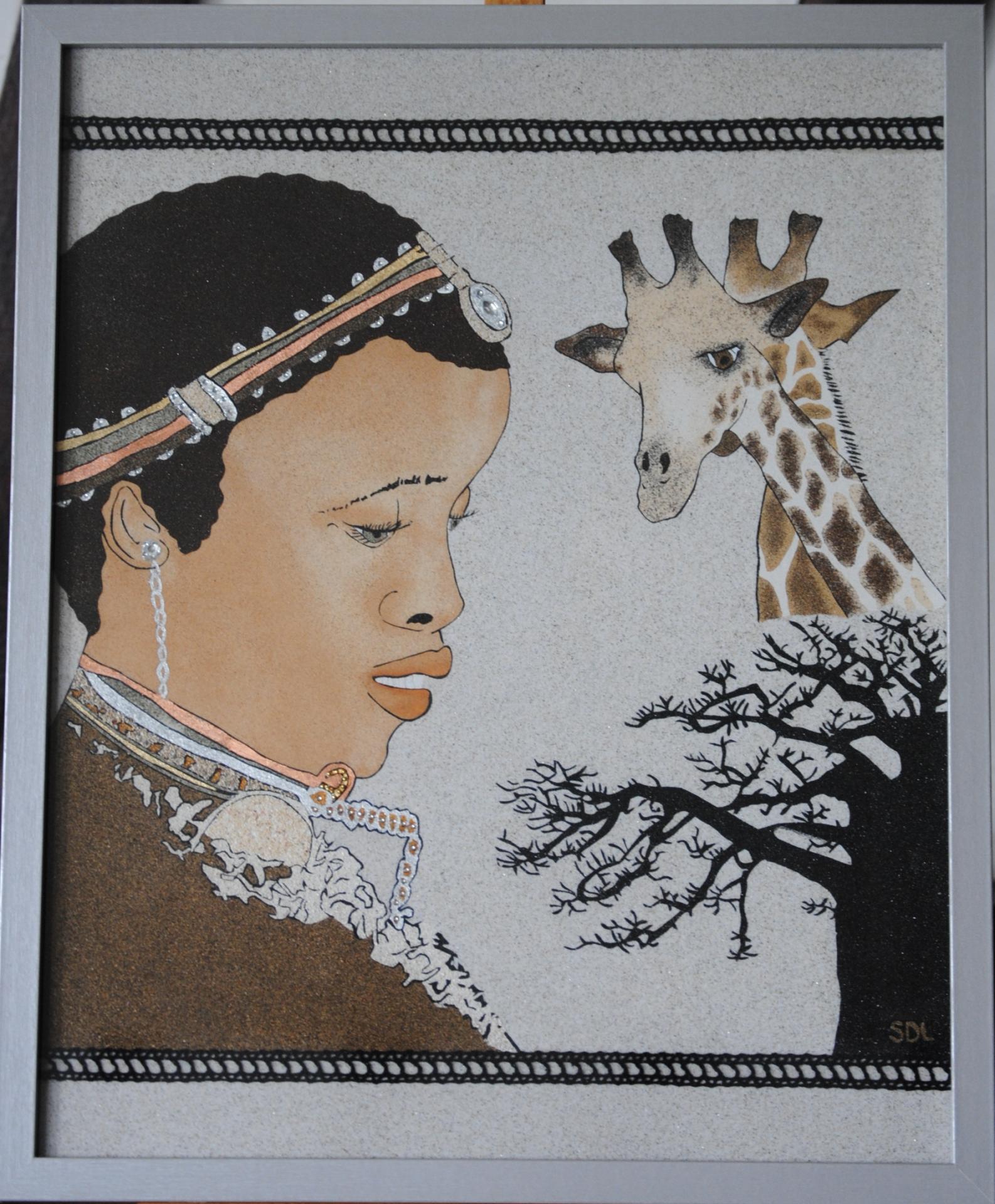 Africaine et Girafes - TN12
