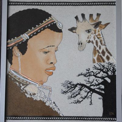 Africaine et Girafes - TN12